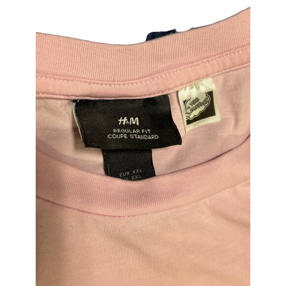 Simpsons Fan-Dalism STAINED XXL Pink T-Shirt H&M Regular Fit Size XXL - Picture 4 of 9